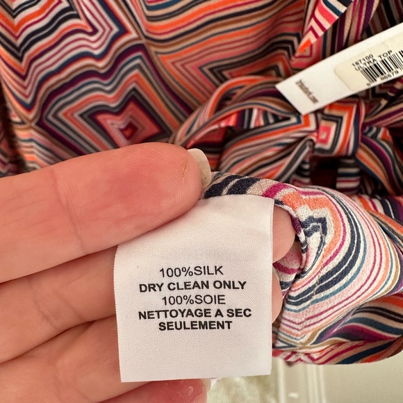 Silk blouse top with tie printed TRINA TURK - Picture 3 of 7